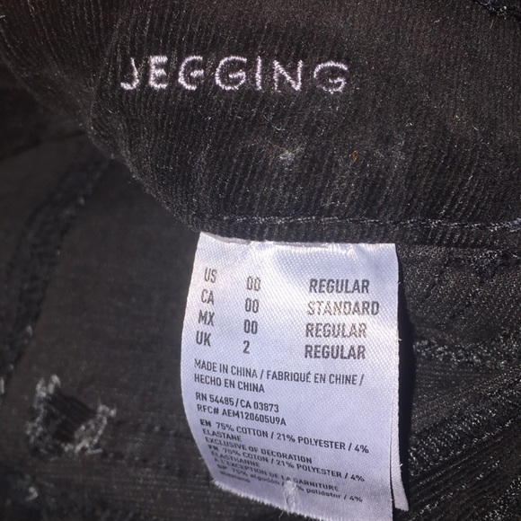 Size 00 American Eagle Black Corduroy Jeggings - Picture 6 of 6